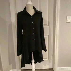 High Low Design Blouse, Size Large, Color Black